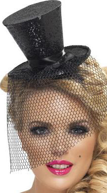 Whispers of Desire: Glittering Veil Top Hat