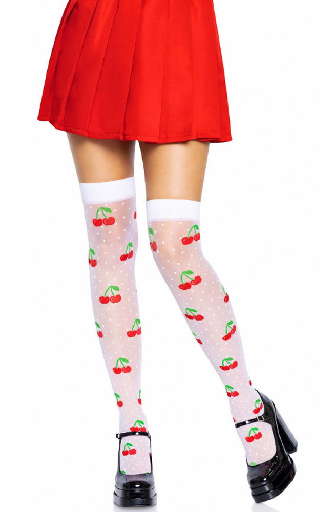 Cherry Temptation: Sheer Thigh Highs to Ignite Desire