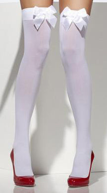 Seductive Shadows: Black Thigh Highs with Satin Bows