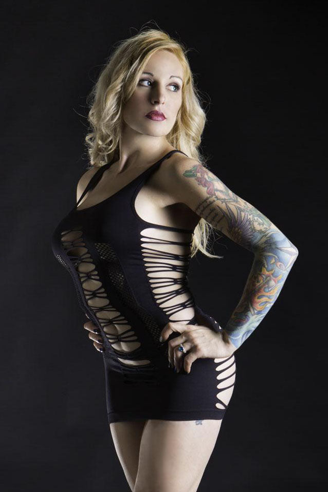 Enticing Embrace: Strappy Mesh Dream Dress