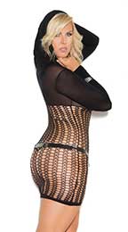 Hooded Temptation: Crochet Mini Dress for Desire