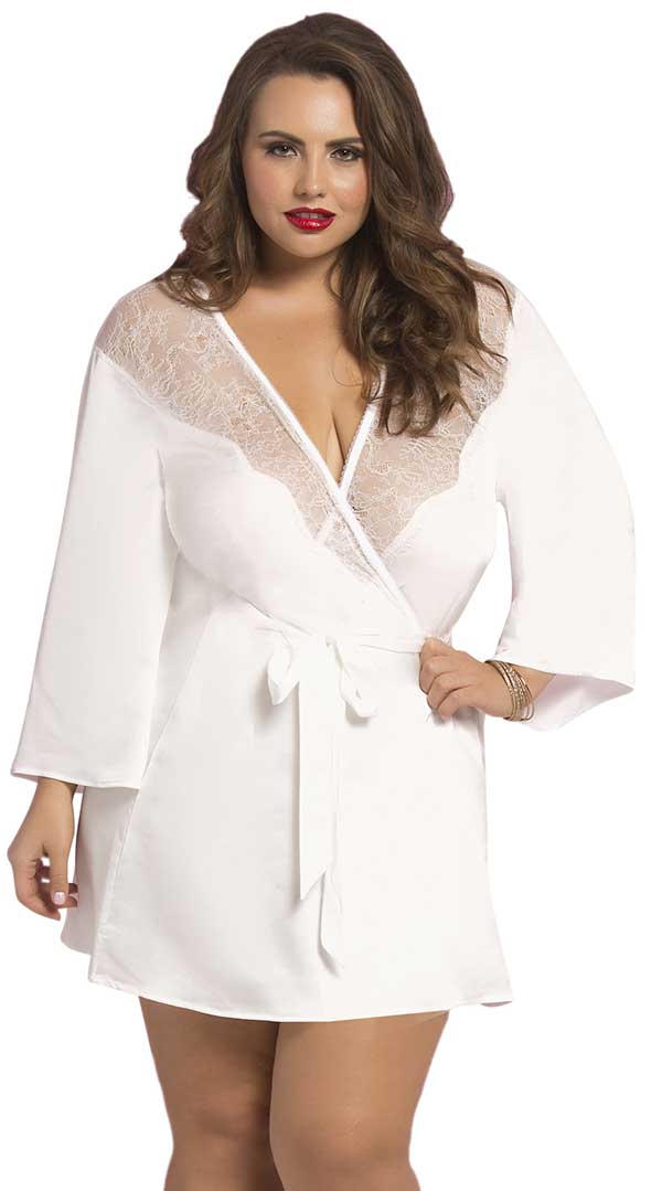 Whispers of Satin: Lace-Trimmed Temptation Robe