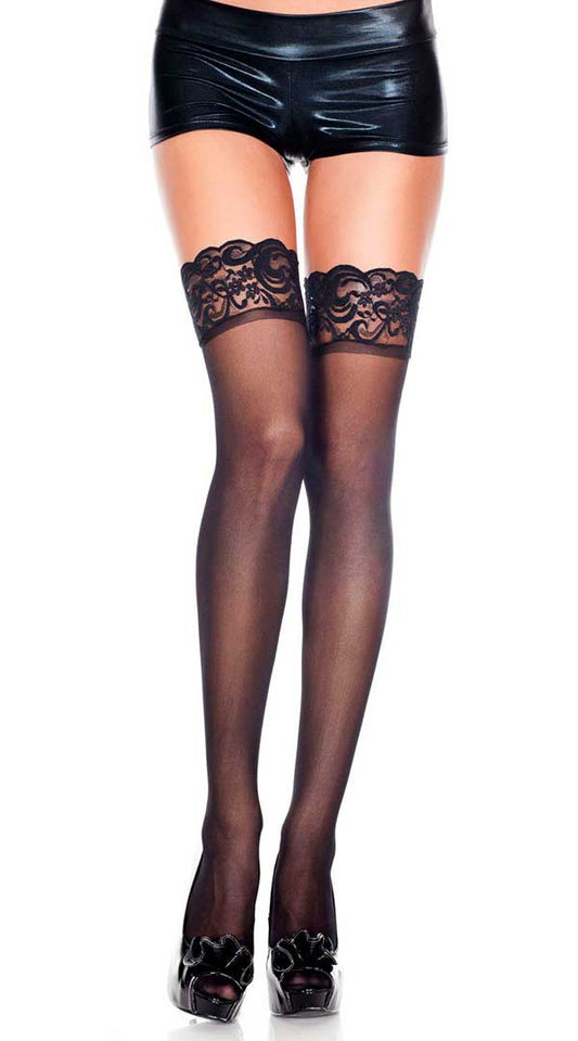 Lace Temptation: Sheer Thighs That Entice All
