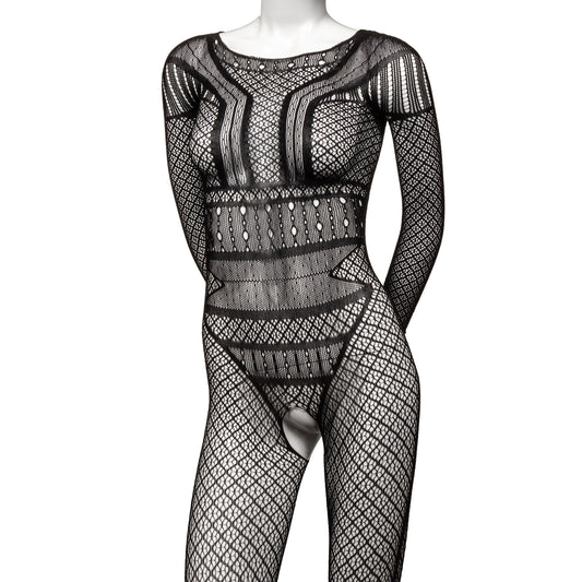 Commanding Desire Lace Bodysuit in Midnight Black
