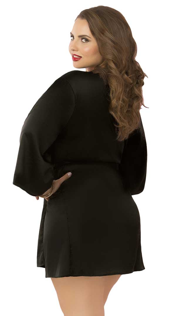 Whispers of Satin: Lace-Trimmed Temptation Robe