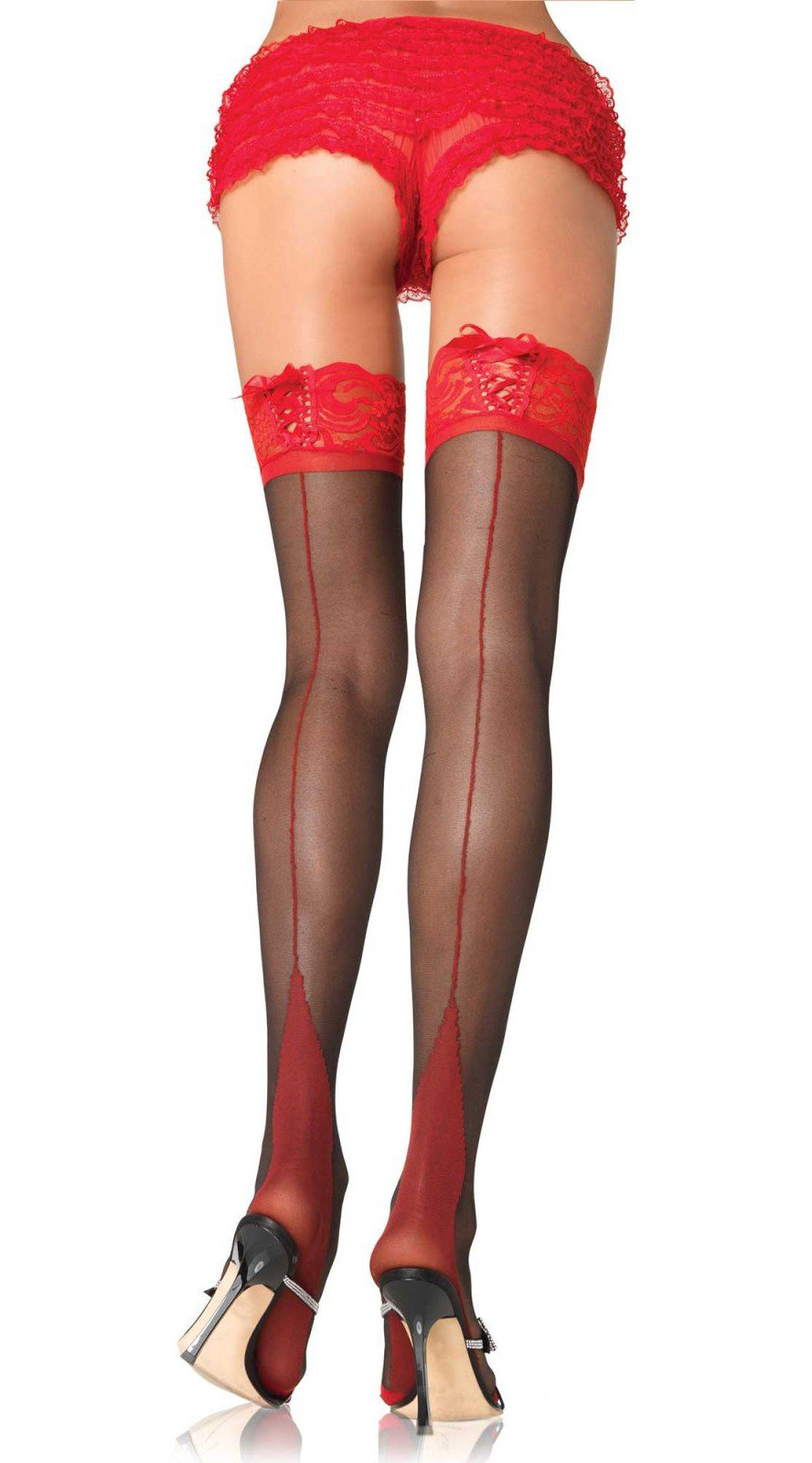 Lace-Trimmed Temptation: Backseam Seduction Stockings