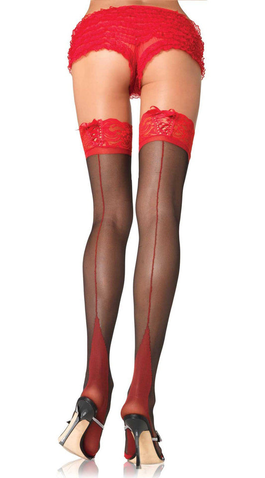 Lace-Trimmed Temptation: Backseam Seduction Stockings