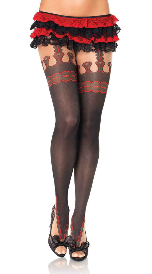 Seductive Sheer Temptation with Faux Garter Embrace