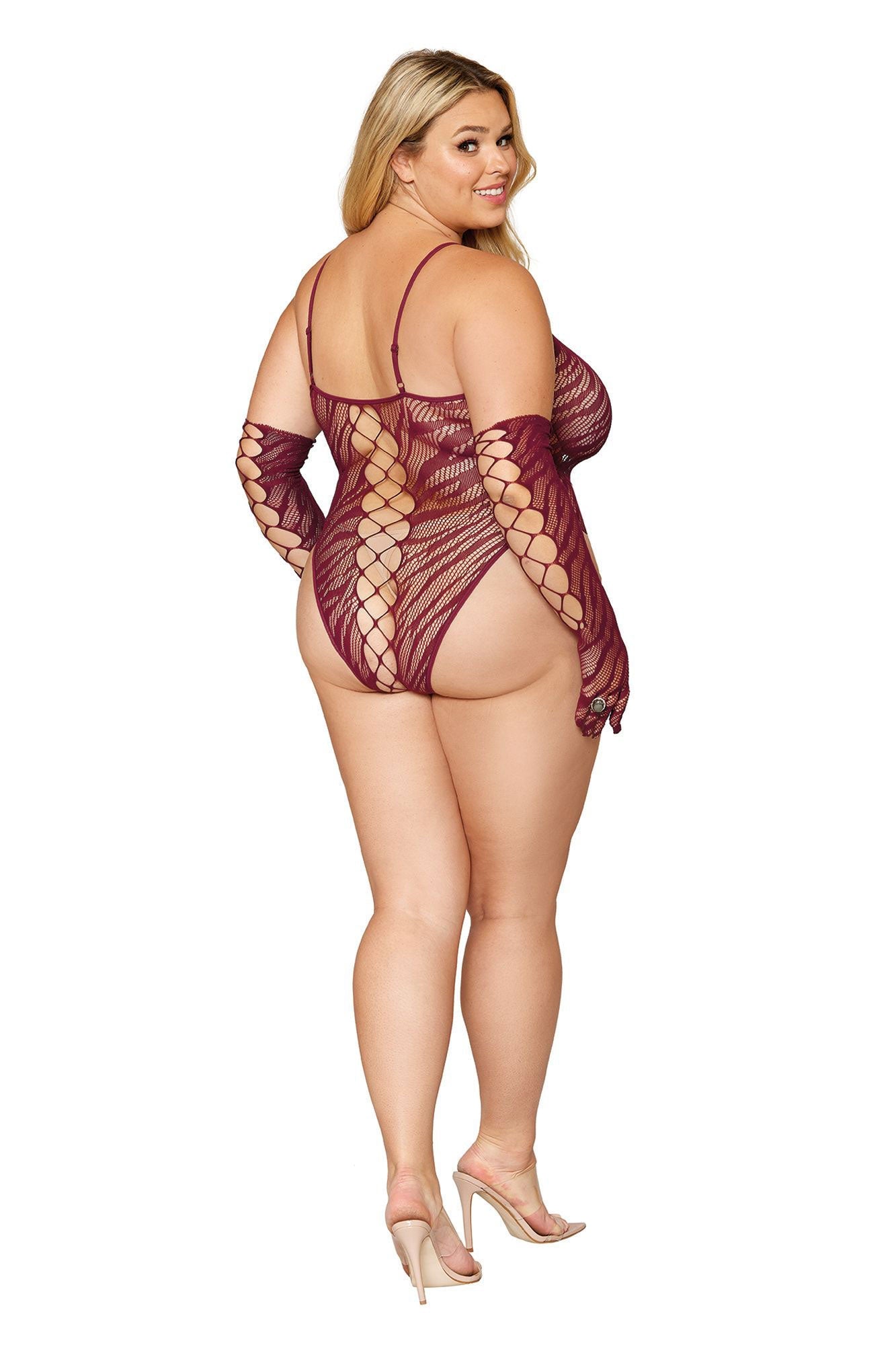 Wild Desire Zebra Fishnet Teddy & Glove Set