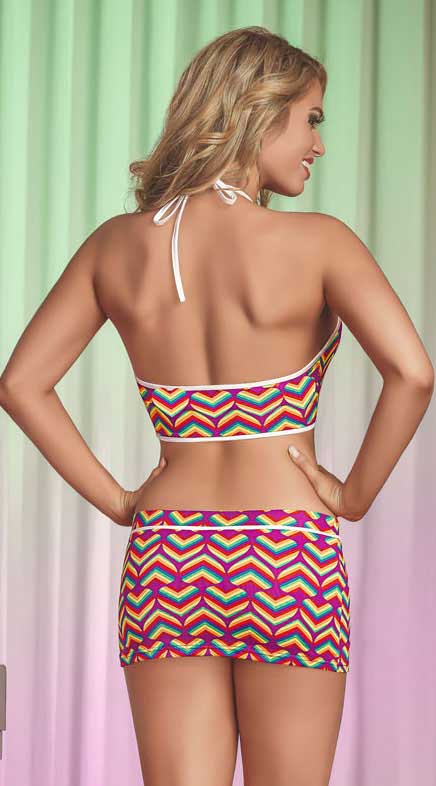 Ignite Desire: Rainbow Heart Halter & Skirt Temptation