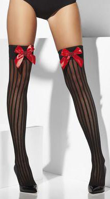 Hearts and Bows: Seduction in Satin Red Stockings