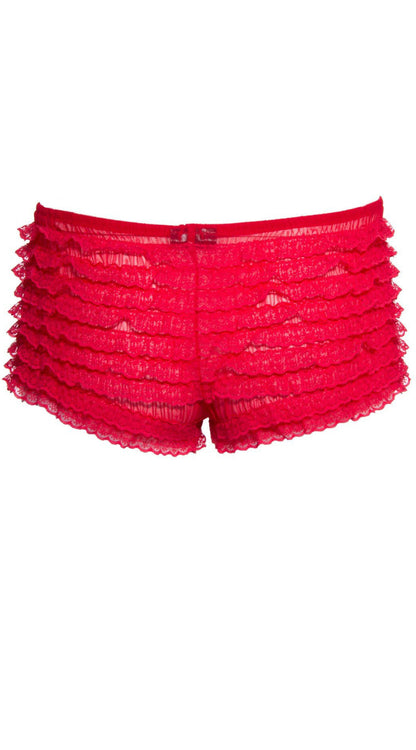 Whispers of Lace: Ruffle Temptation Shorts