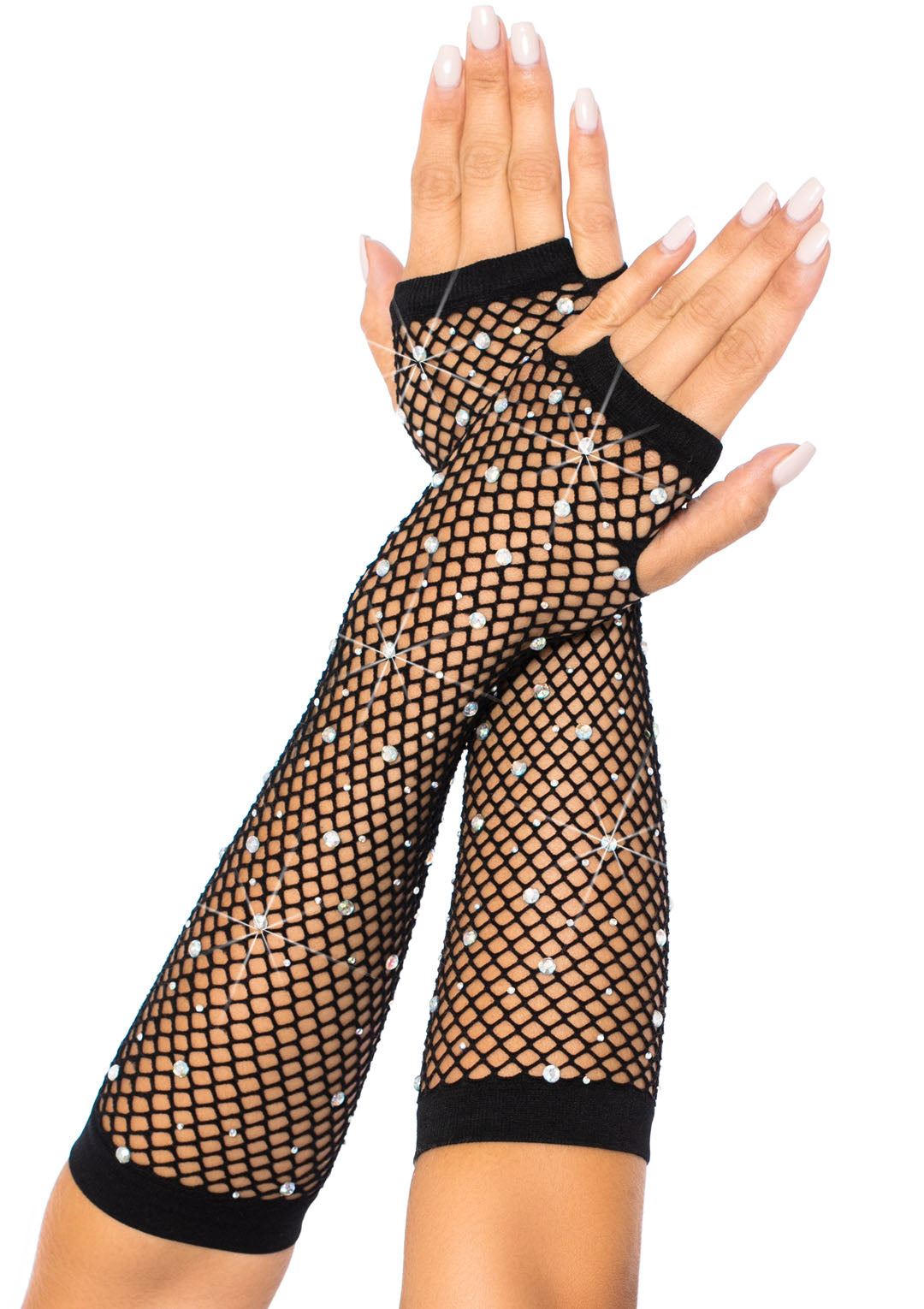 Glimmering Temptation: Black Fishnet Arm Enchantment