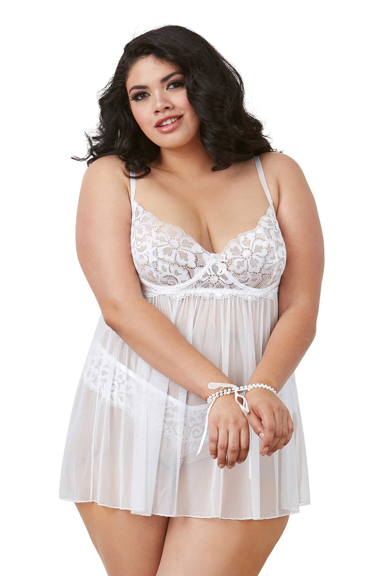 Entangled Desire: Lace Babydoll with Tempting Restraints