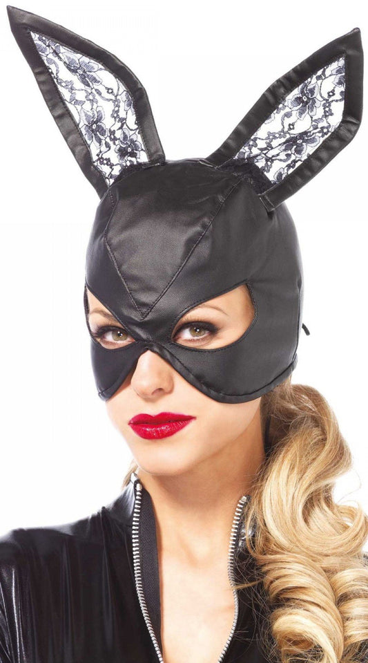 Whispers of Desire Bunny Mask in Midnight Black