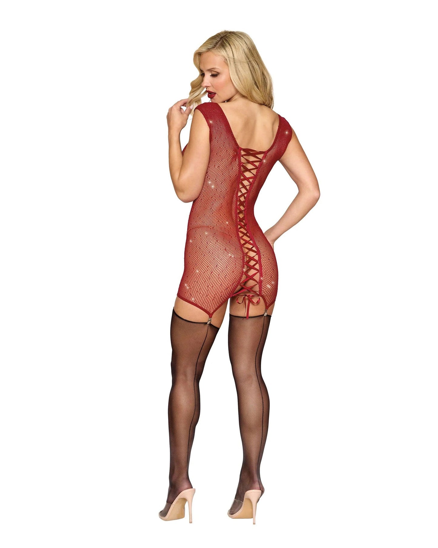 Ignite Desire in Red: Garter Slip Temptation
