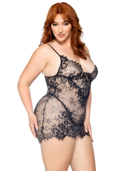 Ravishing Black Lace Temptation with Dazzling Rhinestones