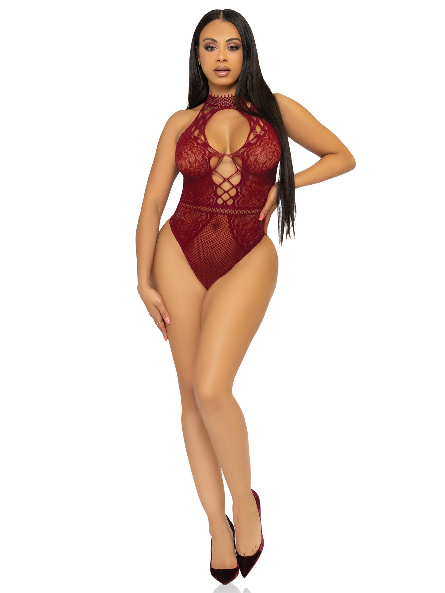 Enticing Net and Lace Temptation Bodysuit