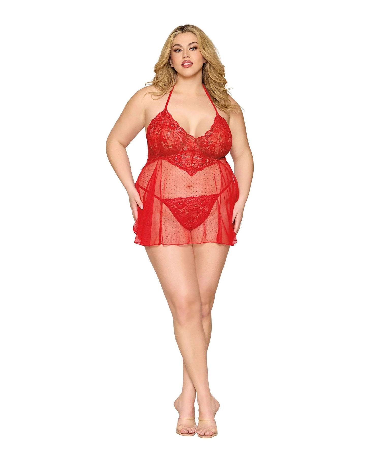 Red Temptation Babydoll and G-String for Curves