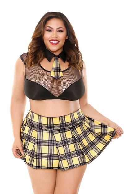 Naughty Schoolgirl Fantasy in Flirty Yellow Plaid