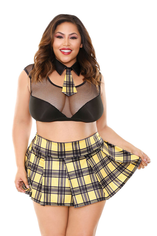 Naughty Schoolgirl Fantasy in Flirty Yellow Plaid