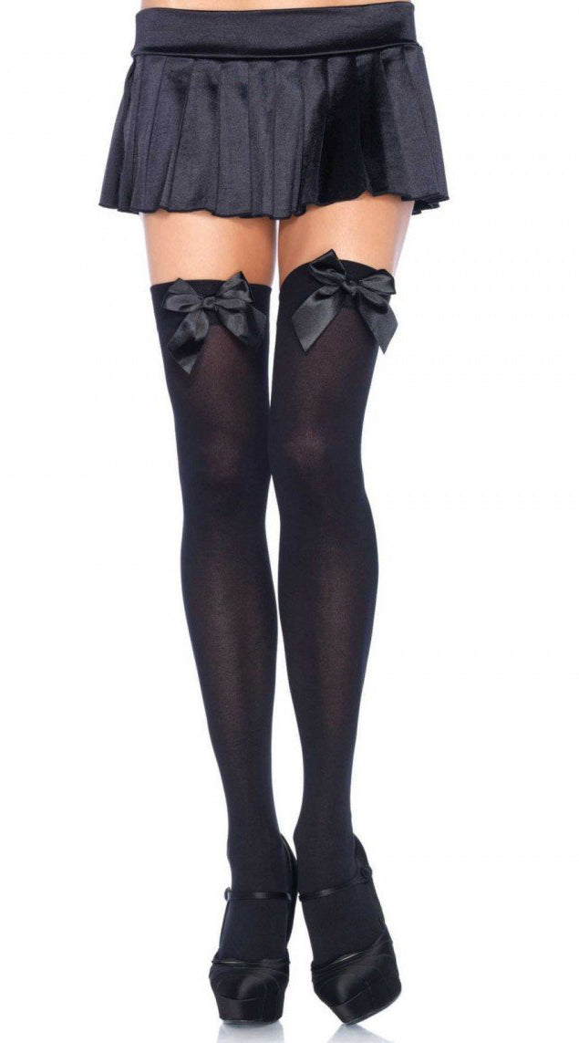 Midnight Temptation: Satin Bow Thigh Highs