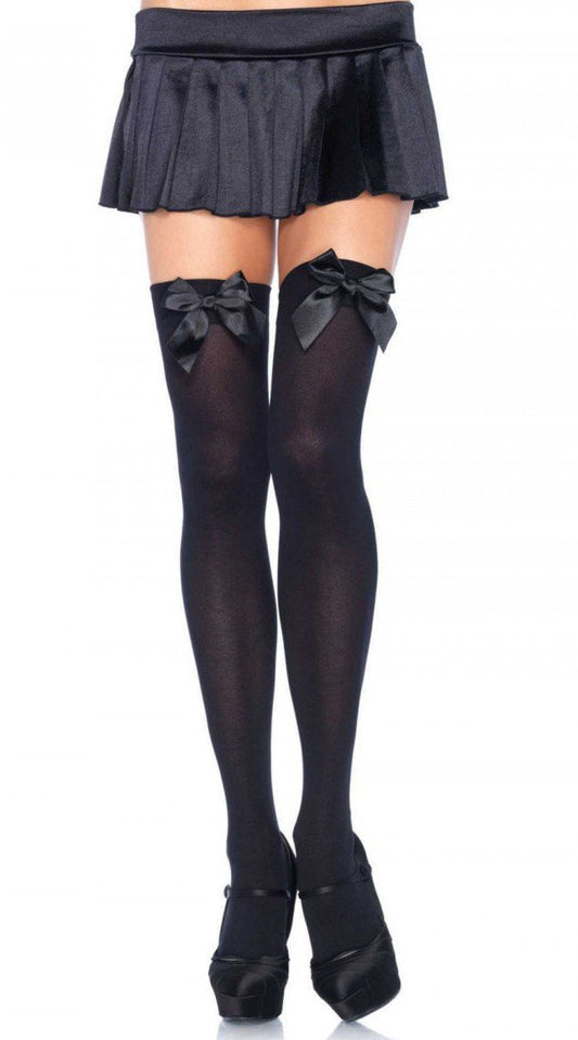 Midnight Temptation: Satin Bow Thigh Highs