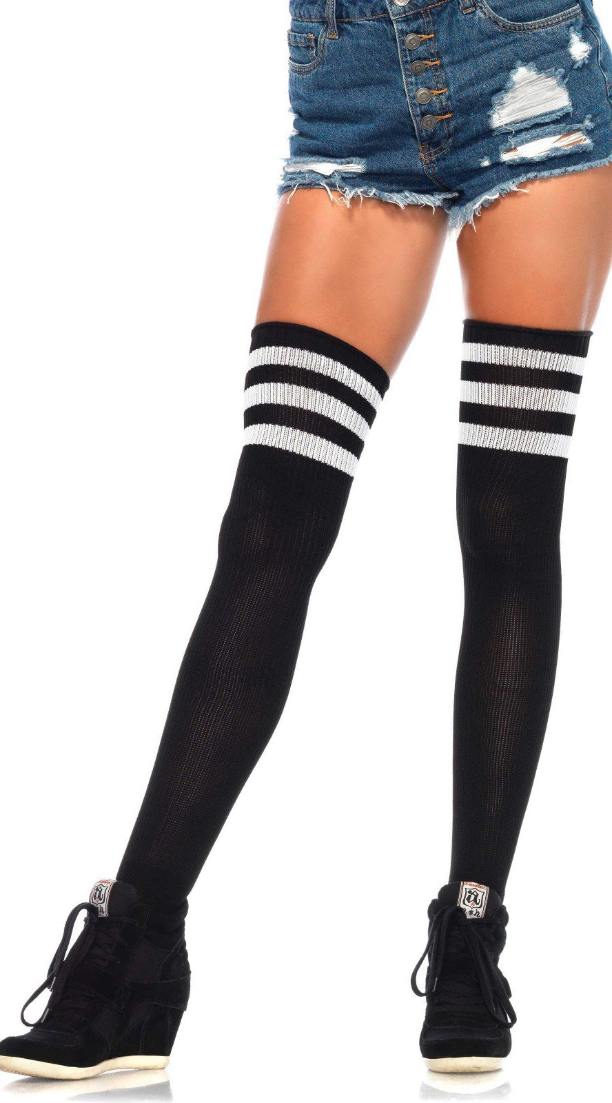 Stripped for Desire: Athletic Ribbed Thigh Highs