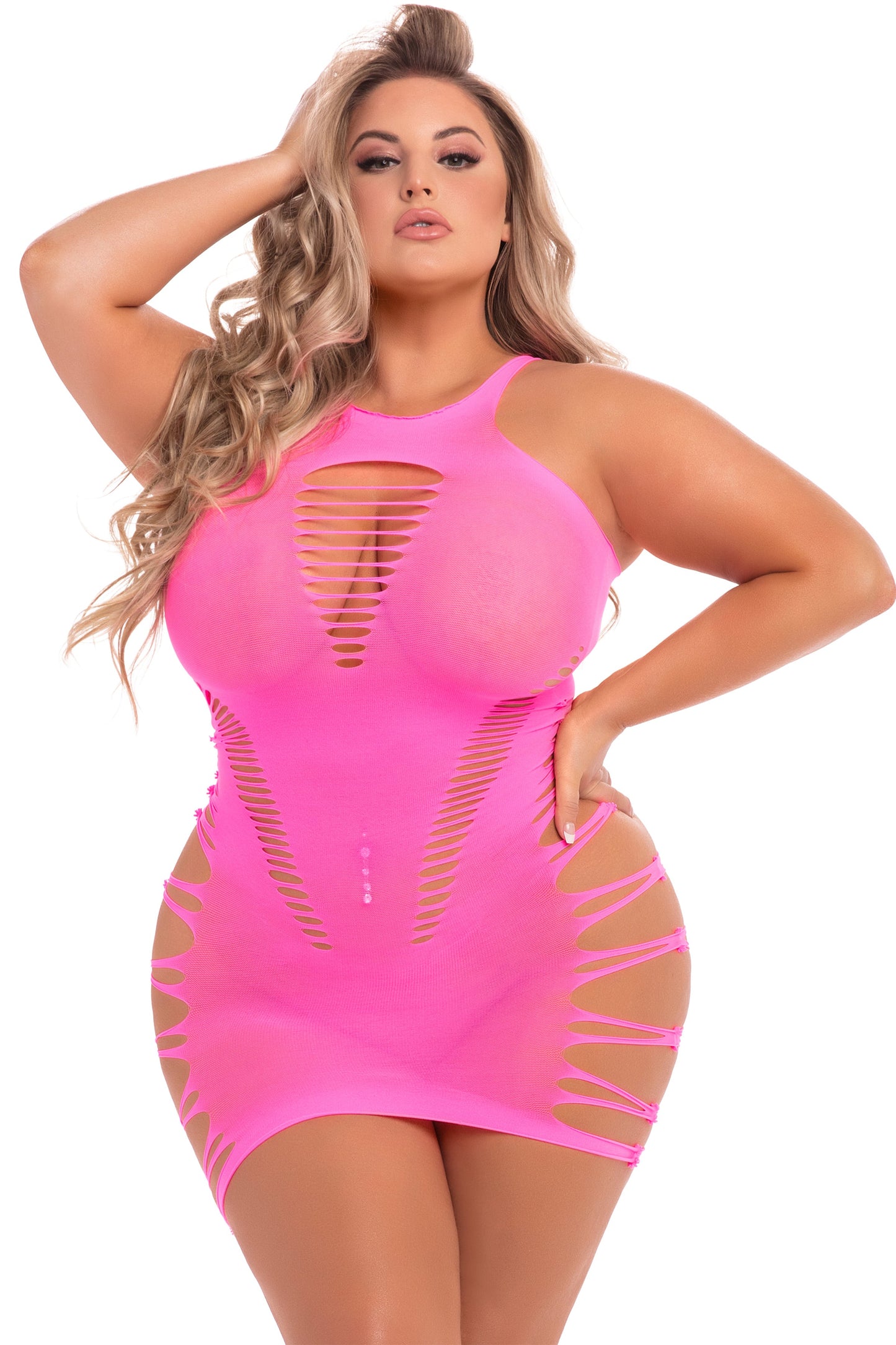 Whispers of Desire: Sheer Pink Temptation Dress