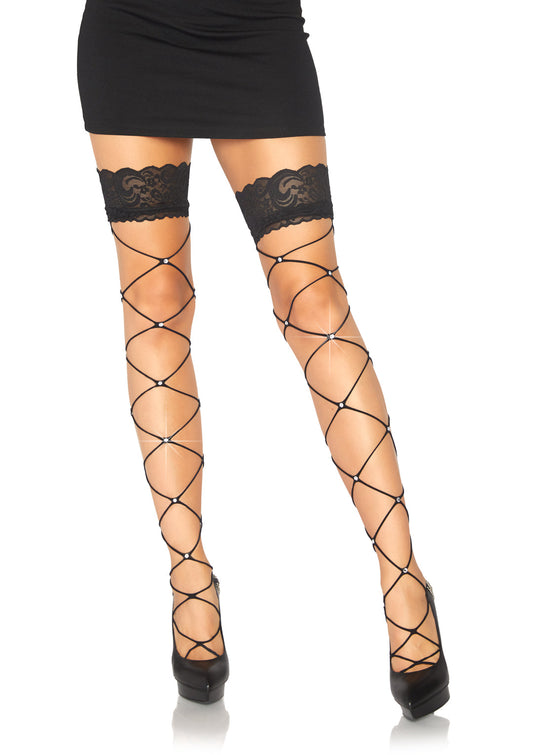 Entangled in Desire: Crystal Lace Thigh Highs