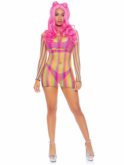 Chase the Rainbow: Enchanting Fishnet Temptation Dress