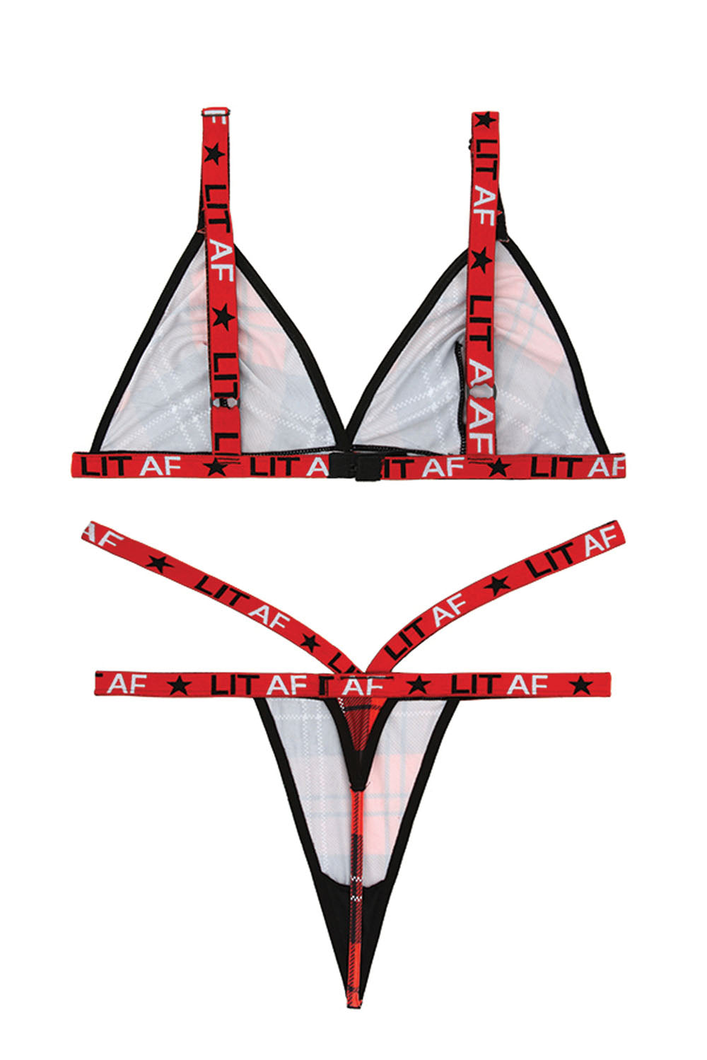 Ignite Desire: Plaid Bralette & Caged Thong Set
