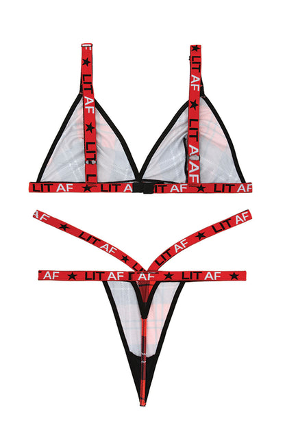 Ignite Desire: Plaid Bralette & Caged Thong Set