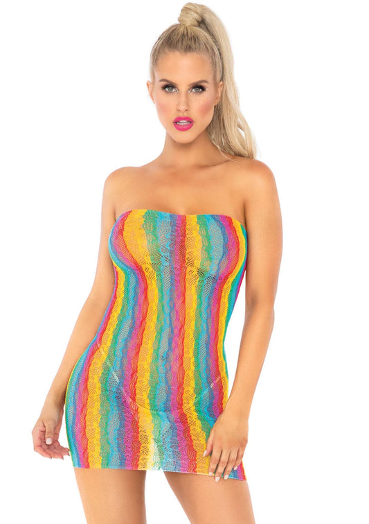 Wild Desire: Rainbow Leopard Lace Temptation Dress