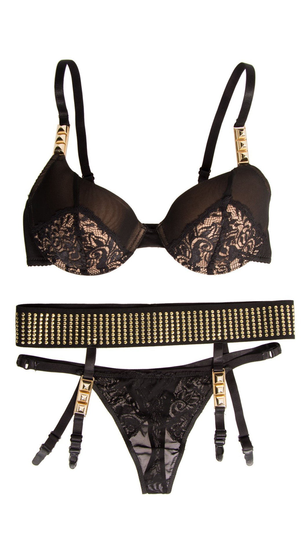 Seductive Allure: Lace, Studs, and Temptation Set