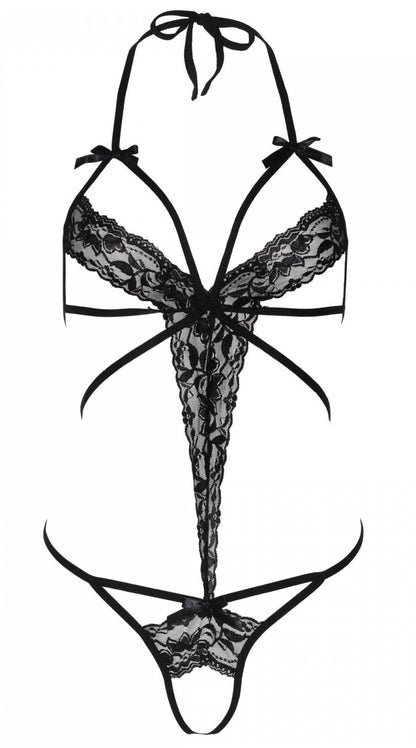 Enticing Lace Teddy with Blindfold: Surrender to Desire