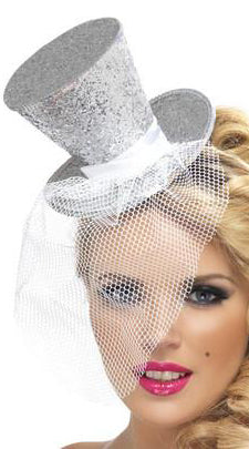 Whispers of Desire: Glittering Mini Top Hat Veil