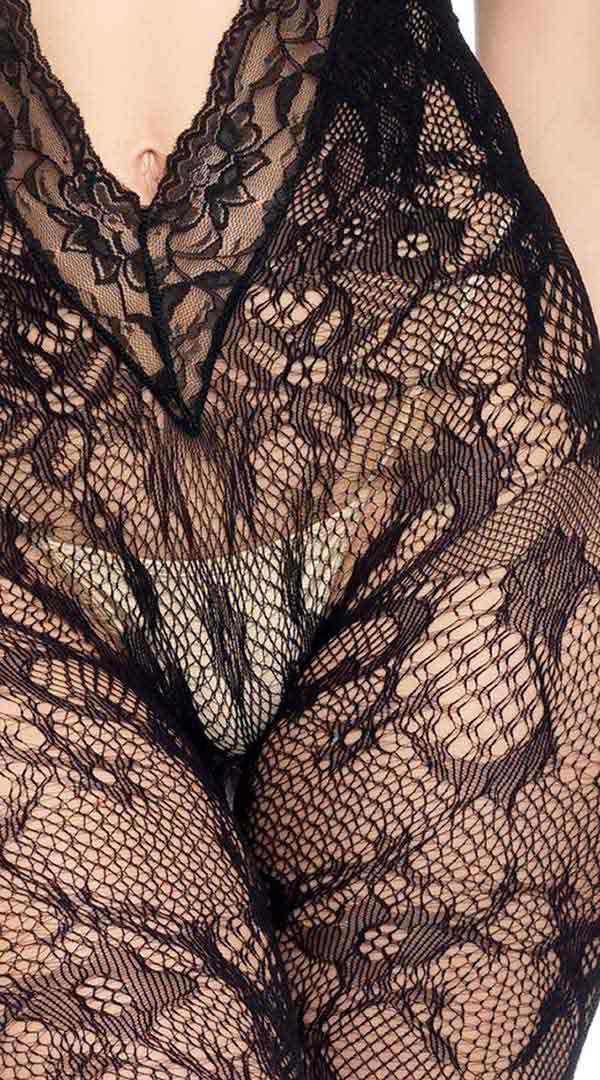 Unlock Desire: Lace Bodystocking with Cheeky Temptation