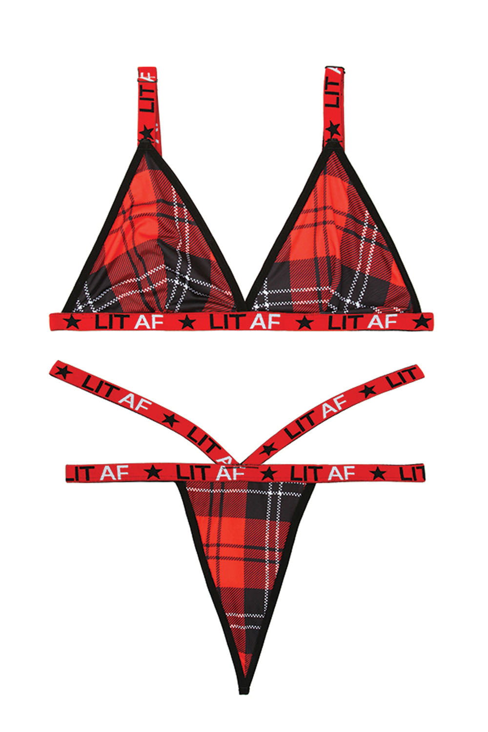 Ignite Desire: Plaid Bralette & Caged Thong Set