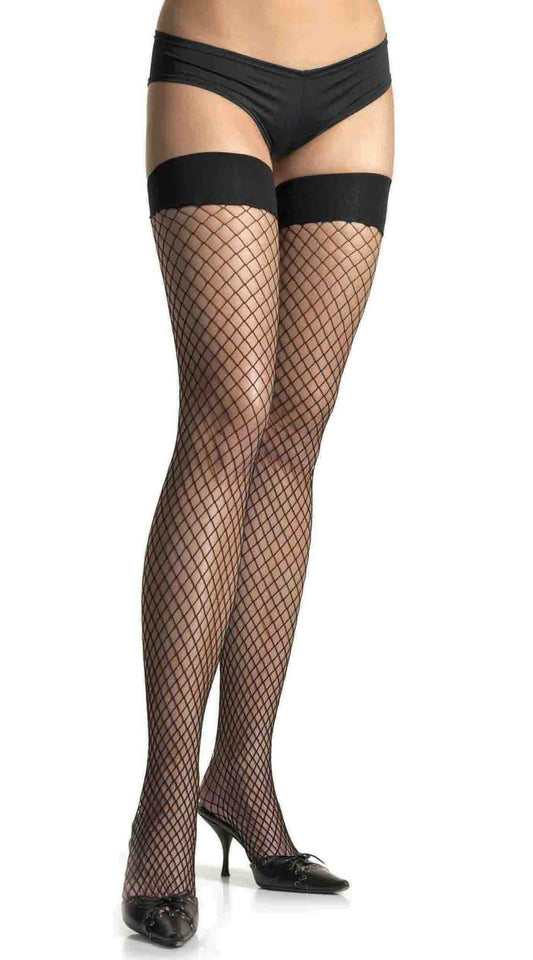 Enticing Embrace: Industrial Net Thigh Highs in Black