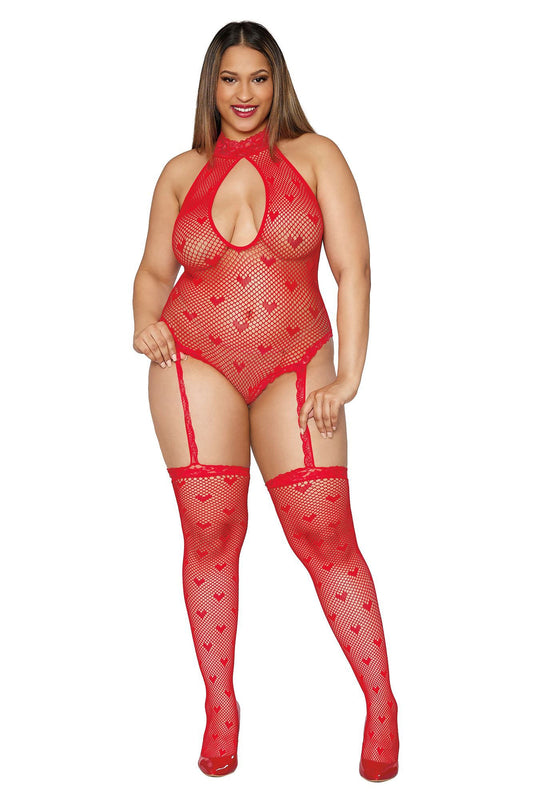 Enticing Heartbeat: Curvy Fishnet Temptation Unleashed