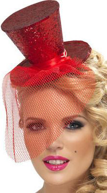 Whispers of Desire: Glittering Mini Top Hat Veil