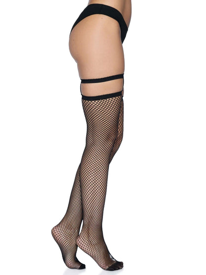 Enticing Allure: Gartered Fishnet Temptation