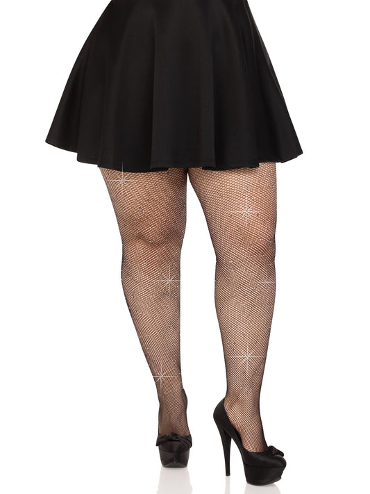 Sparkling Temptation: Black Rhinestone Fishnet Enchantment