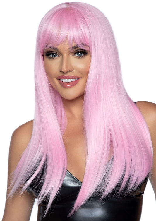 Whispers of Pink: Enchanting Long Bangs Fantasy
