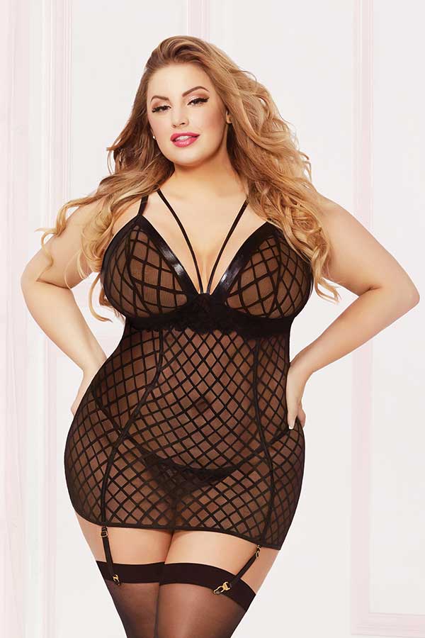 Whispers of Desire Chemise with Garter & Thong