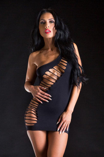 Seductive Shadows: One Shoulder Temptation in Black