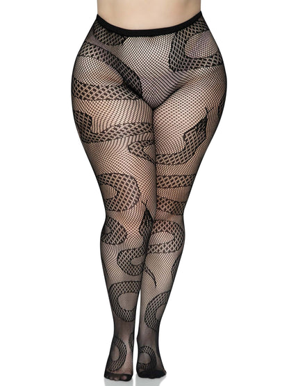 Entangled in Desire: Plus Size Snake Net Tights