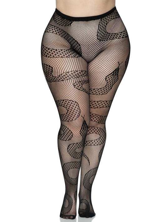 Entangled in Desire: Plus Size Snake Net Tights