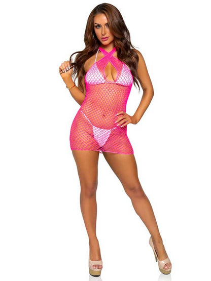 Whispers of Desire: Pink Net Mini Temptation